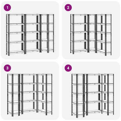 vidaXL Ensemble d'étagères à 5 niveaux 3 pcs acier bois d'ingénierie