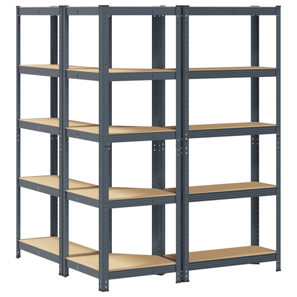 vidaXL Ensemble d'étagères à 5 niveaux 3 pcs acier bois d'ingénierie