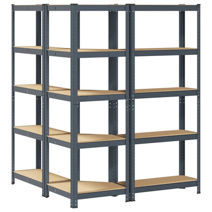 vidaXL Ensemble d'étagères à 5 niveaux 3 pcs acier bois d'ingénierie