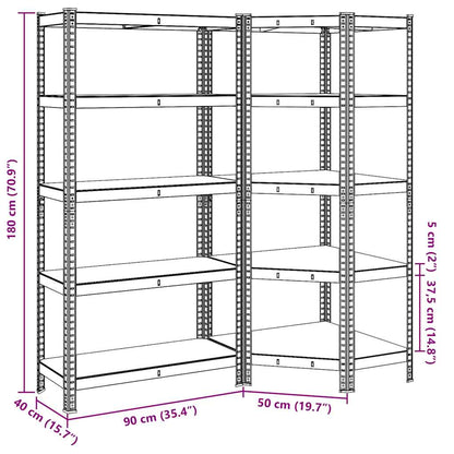 vidaXL Ensemble d'étagères à 5 niveaux 2 pcs acier bois d'ingénierie