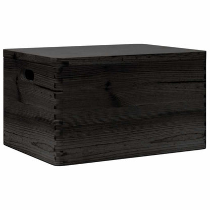 vidaXL Boîte en bois avec couvercle et poignées noir bois pin massif