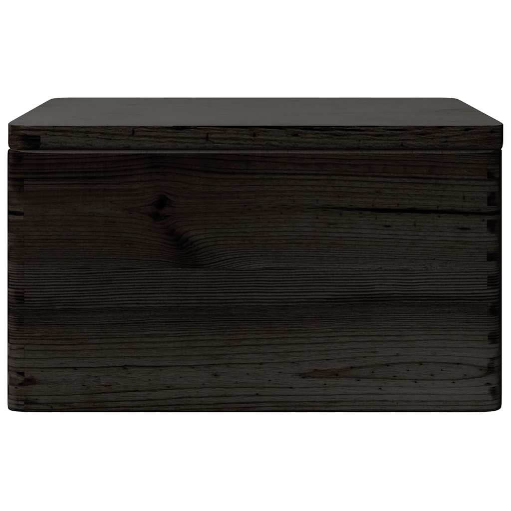 vidaXL Boîte en bois avec couvercle et poignées noir bois pin massif