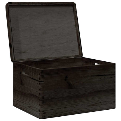 vidaXL Boîte en bois avec couvercle et poignées noir bois pin massif