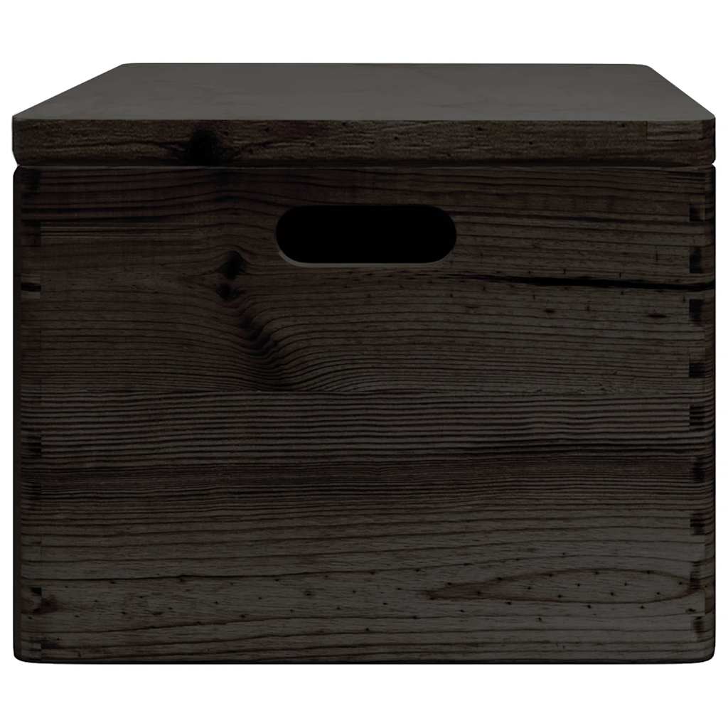 vidaXL Boîte en bois avec couvercle et poignées noir bois pin massif