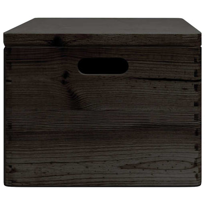 vidaXL Boîte en bois avec couvercle et poignées noir bois pin massif