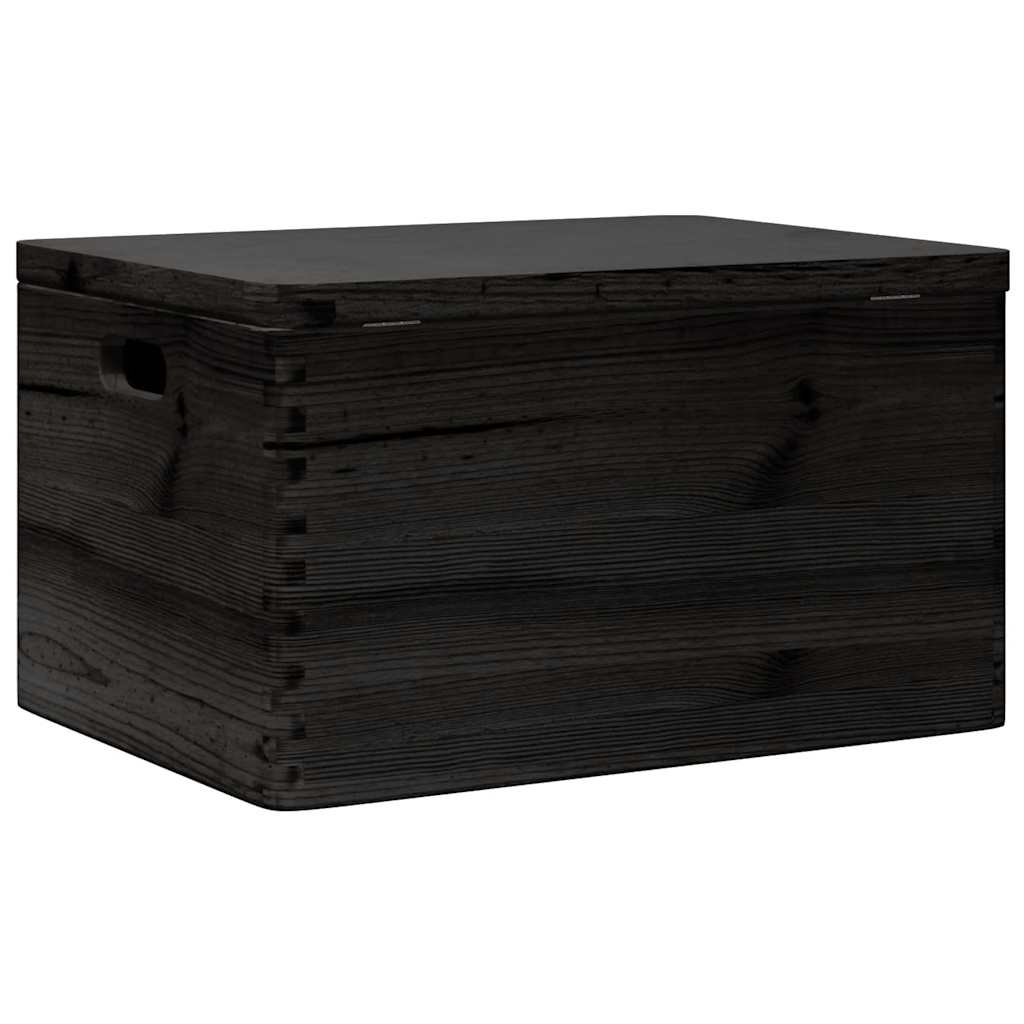 vidaXL Boîte en bois avec couvercle et poignées noir bois pin massif