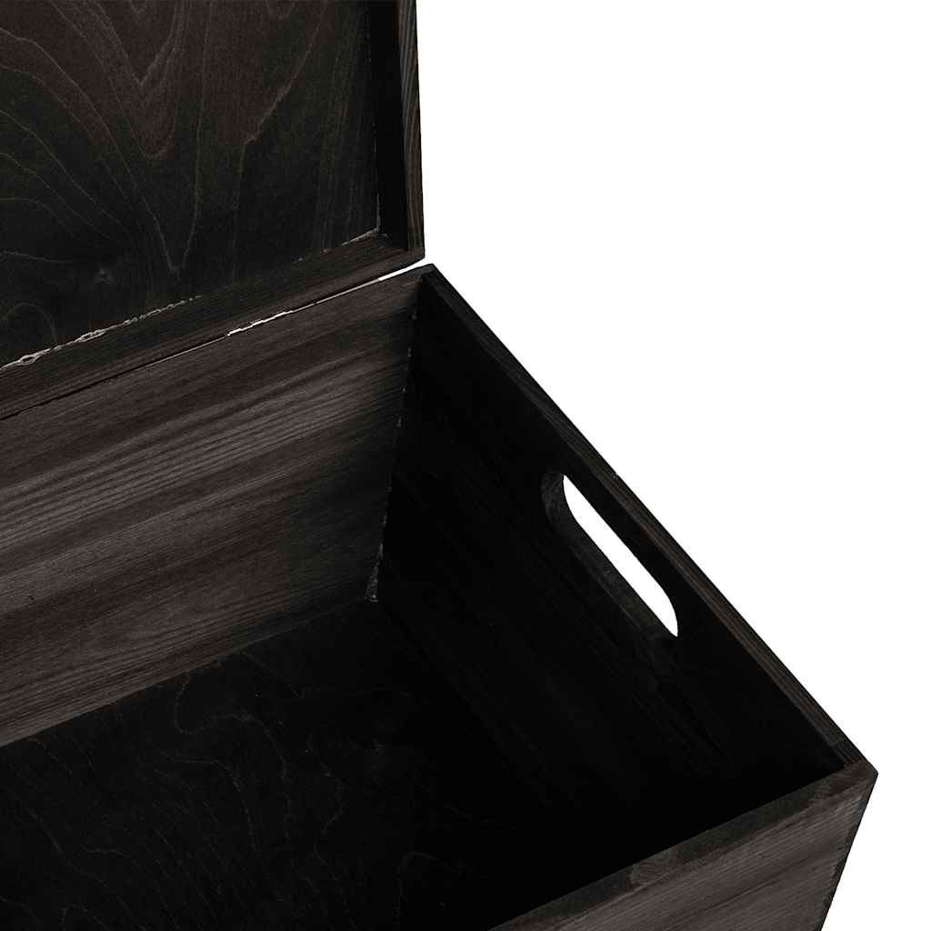 vidaXL Boîte en bois avec couvercle et poignées noir bois pin massif