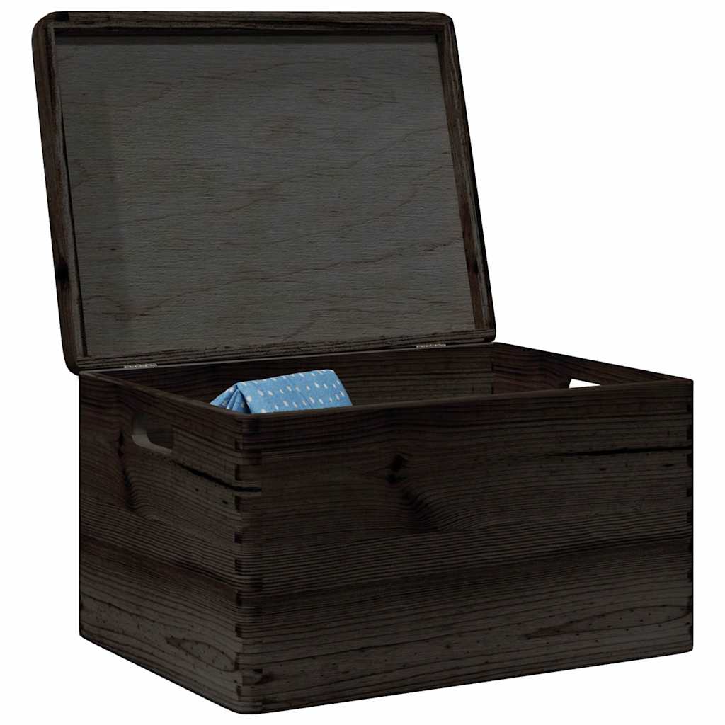 vidaXL Boîte en bois avec couvercle et poignées noir bois pin massif