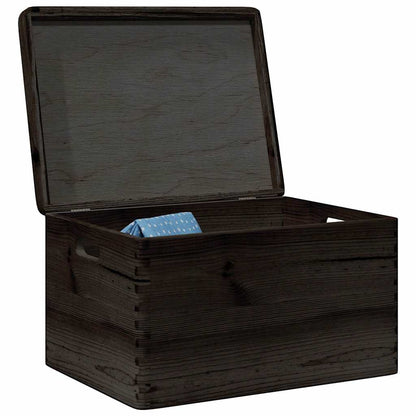 vidaXL Boîte en bois avec couvercle et poignées noir bois pin massif