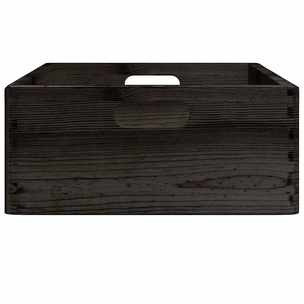 vidaXL Boîte en bois avec poignées noir 40x30x13 cm bois de pin massif