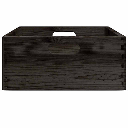 vidaXL Boîte en bois avec poignées noir 40x30x13 cm bois de pin massif