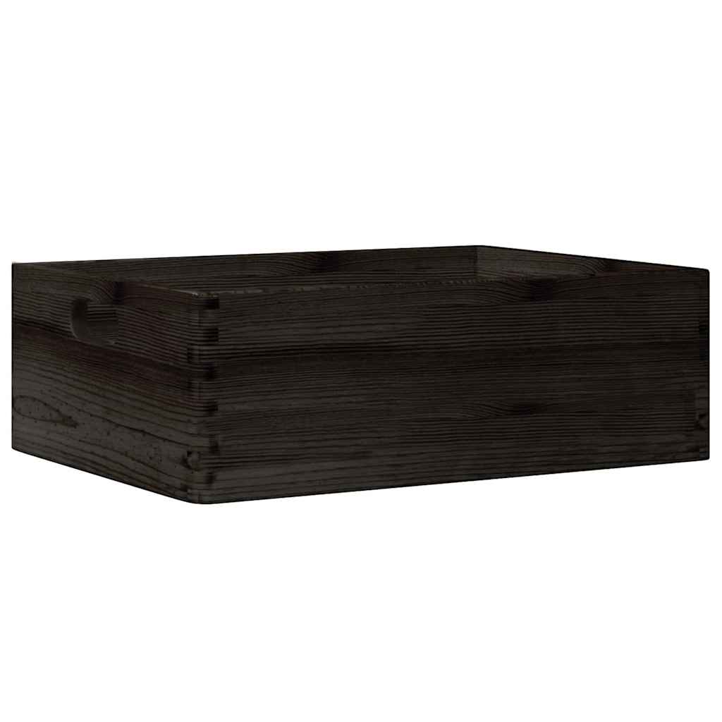 vidaXL Boîte en bois avec poignées noir 40x30x13 cm bois de pin massif