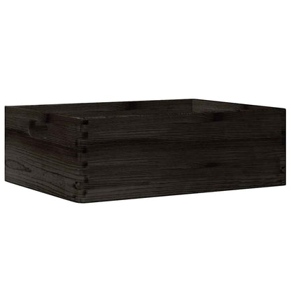 vidaXL Boîte en bois avec poignées noir 40x30x13 cm bois de pin massif