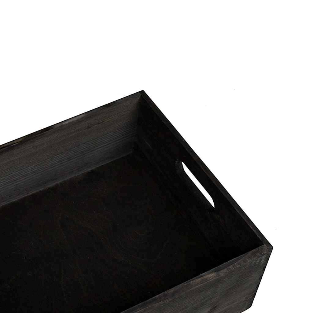 vidaXL Boîte en bois avec poignées noir 40x30x13 cm bois de pin massif