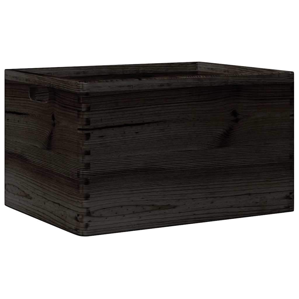 vidaXL Boîte en bois avec poignées noir 40x30x23 cm bois de pin massif