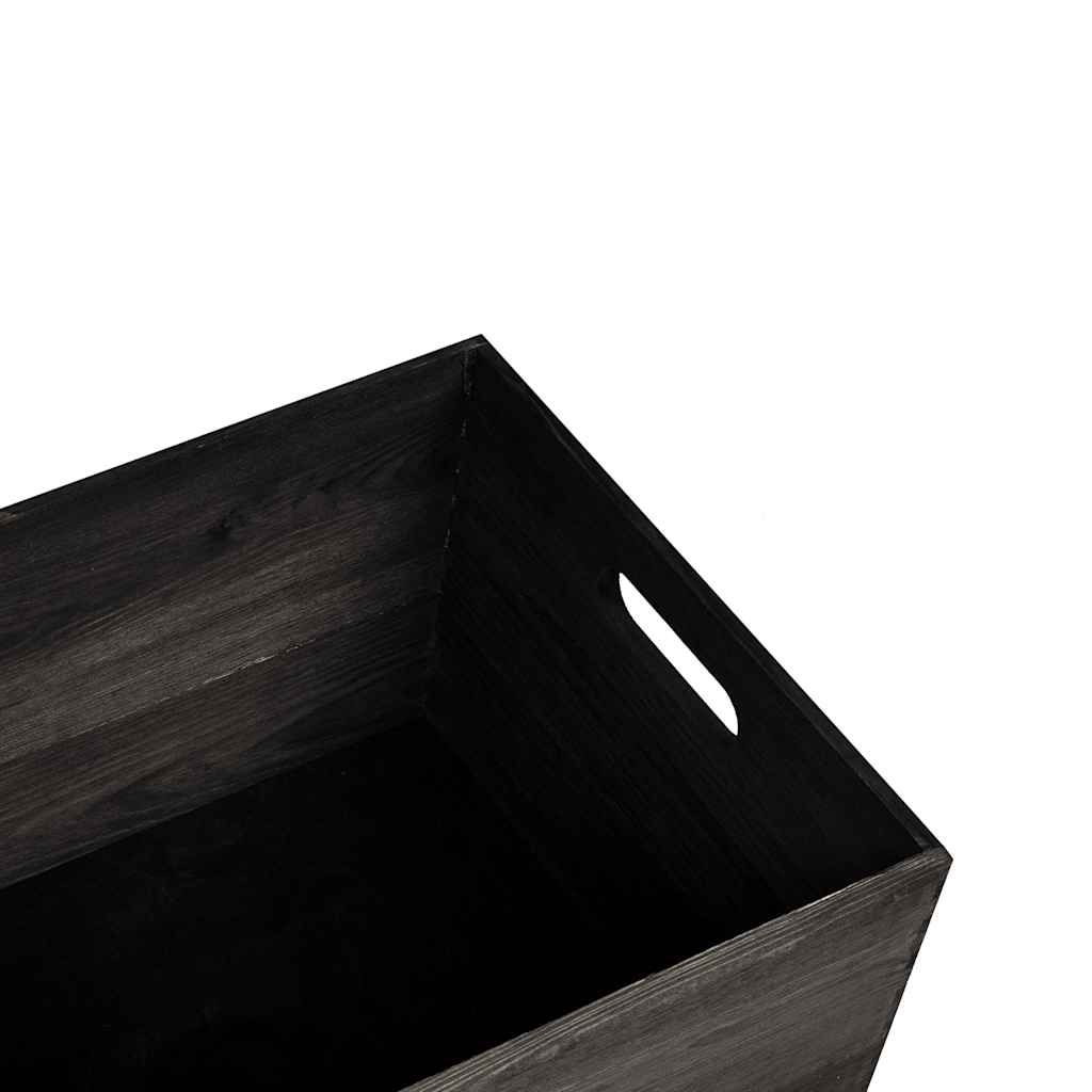 vidaXL Boîte en bois avec poignées noir 40x30x23 cm bois de pin massif