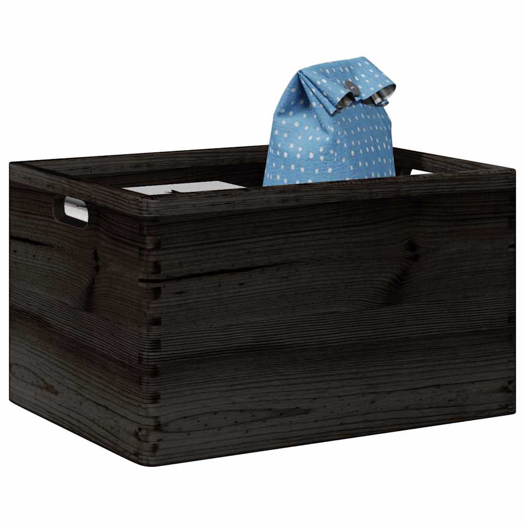 vidaXL Boîte en bois avec poignées noir 40x30x23 cm bois de pin massif