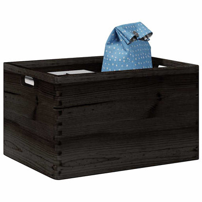 vidaXL Boîte en bois avec poignées noir 40x30x23 cm bois de pin massif