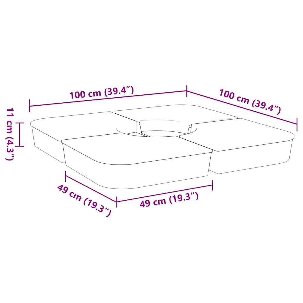 vidaXL Ensemble de base de parasol pour parasols à pied croisé 4pcs PP