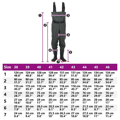 vidaXL Cuissardes avec bottes et ceinture vert foncé taille 43