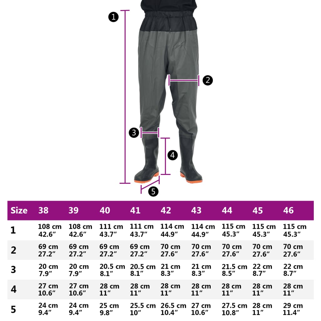 vidaXL Cuissardes avec bottes vert foncé taille 45