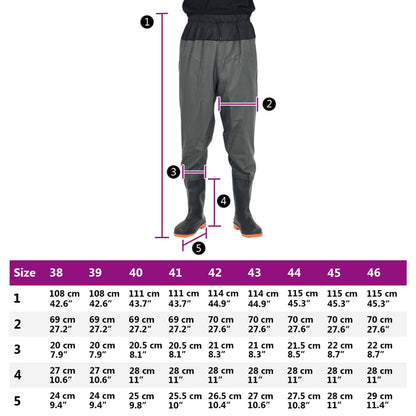 vidaXL Cuissardes avec bottes vert foncé taille 45