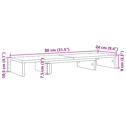 vidaXL Support de moniteur élévateur réglable gris béton