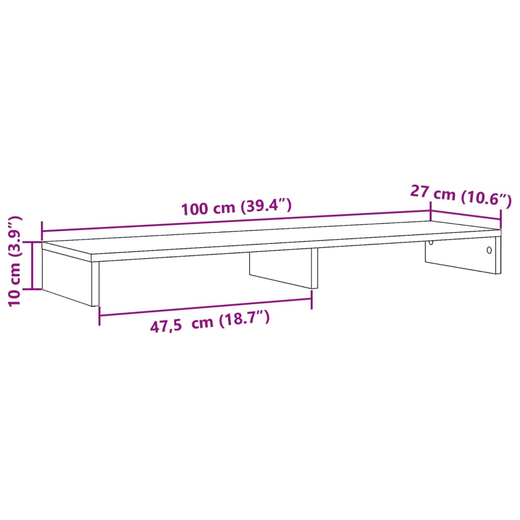 vidaXL Support de moniteur chêne sonoma 100x27x10 cm bois d'ingénierie
