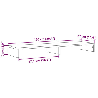 vidaXL Support de moniteur sonoma gris 100x27x10 cm bois d'ingénierie