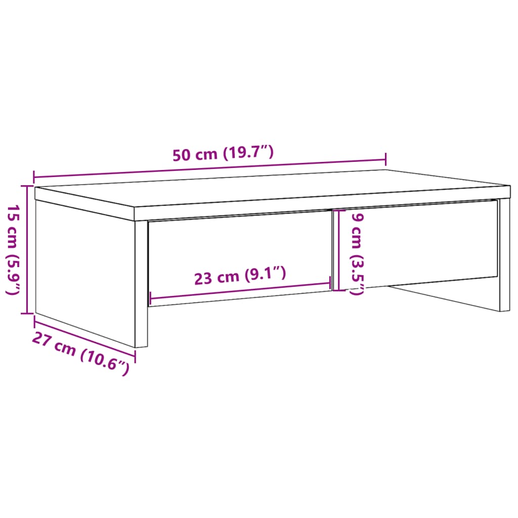 vidaXL Support de moniteur avec tiroirs chêne sonoma bois d'ingénierie