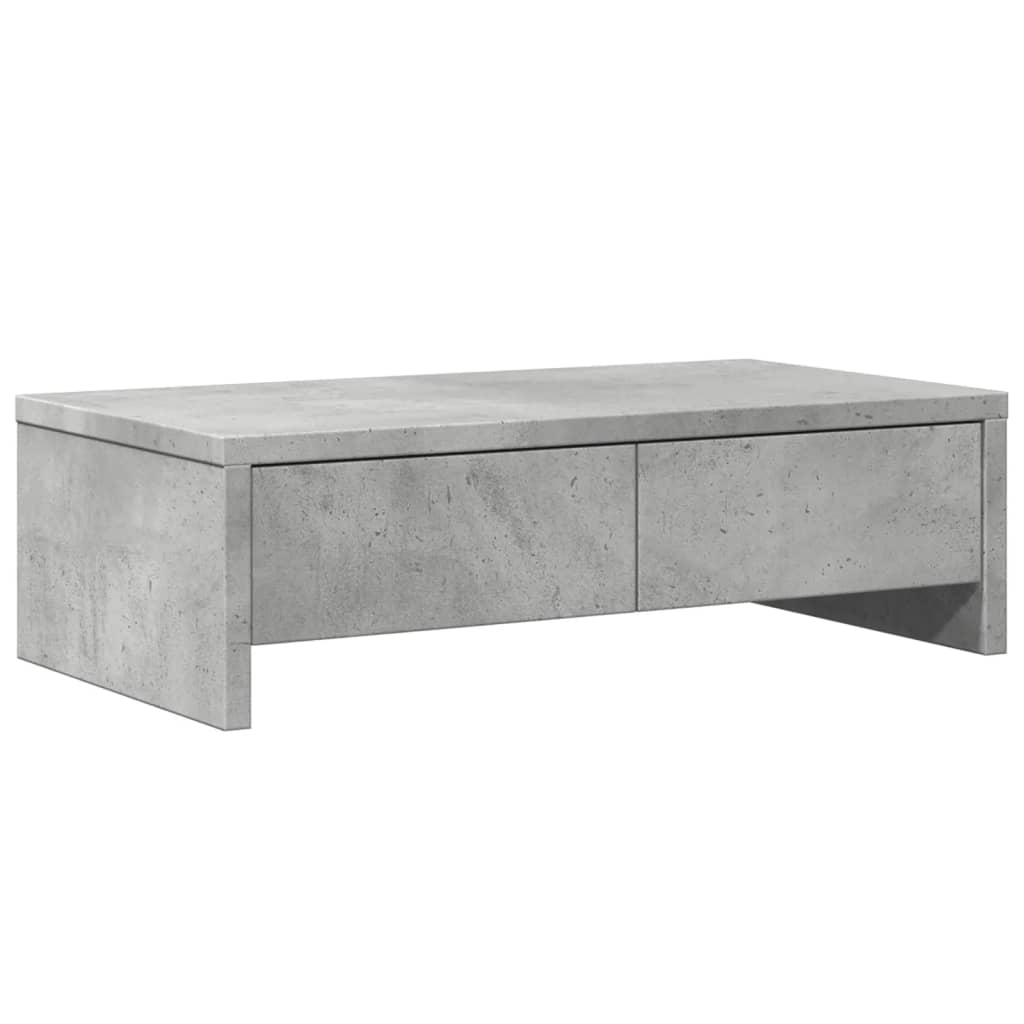 vidaXL Support de moniteur avec tiroirs gris béton bois d'ingénierie