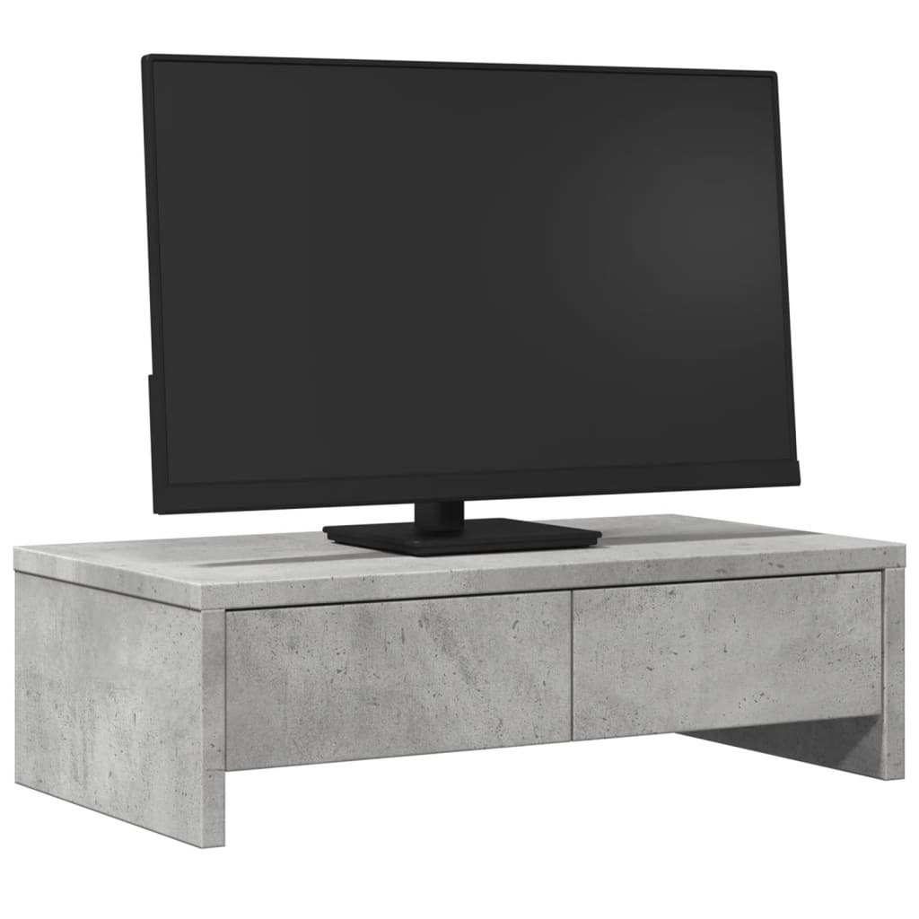 vidaXL Support de moniteur avec tiroirs gris béton bois d'ingénierie