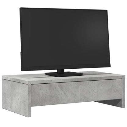 vidaXL Support de moniteur avec tiroirs gris béton bois d'ingénierie