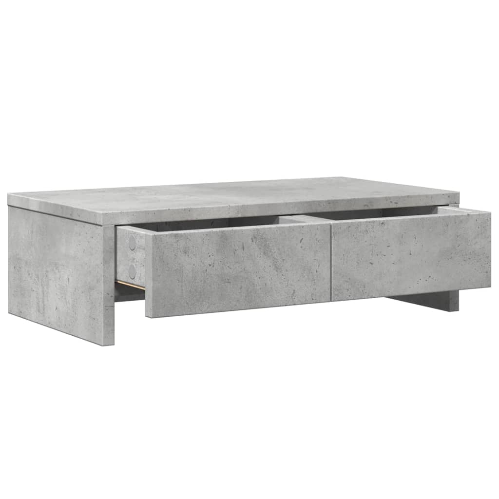 vidaXL Support de moniteur avec tiroirs gris béton bois d'ingénierie