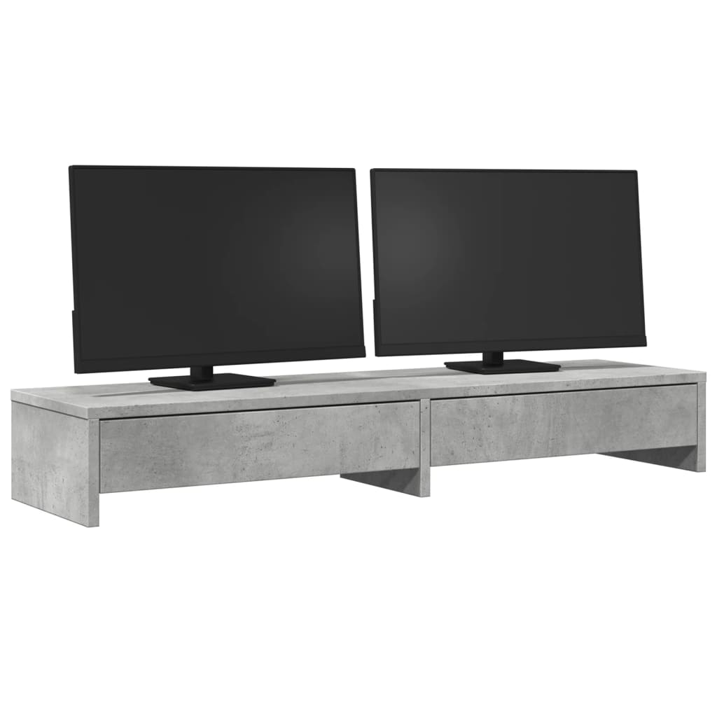 vidaXL Support de moniteur avec tiroirs gris béton bois d'ingénierie