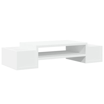 vidaXL Support de moniteur avec rangement blanc bois d'ingénierie
