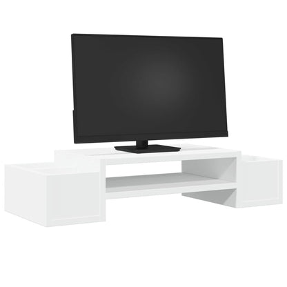 vidaXL Support de moniteur avec rangement blanc bois d'ingénierie