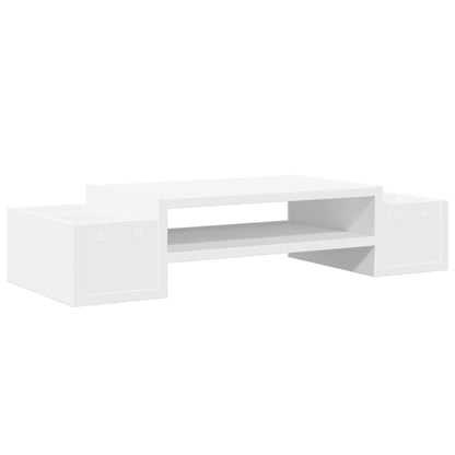 vidaXL Support de moniteur avec rangement blanc bois d'ingénierie