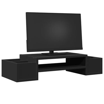 vidaXL Support de moniteur avec rangement noir bois d'ingénierie