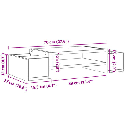 vidaXL Support de moniteur avec rangement noir bois d'ingénierie