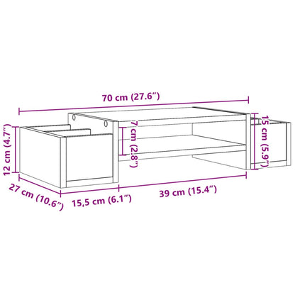 vidaXL Support de moniteur avec rangement gris béton bois d'ingénierie