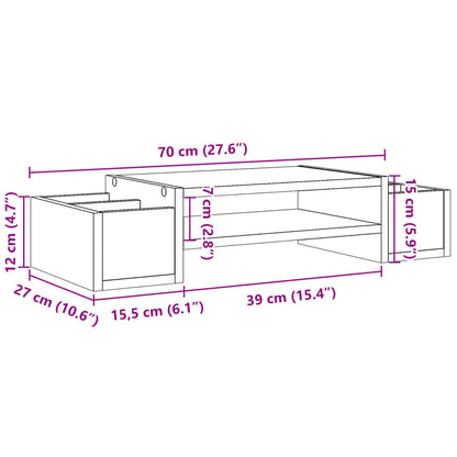 vidaXL Support de moniteur et rangement sonoma gris bois d'ingénierie