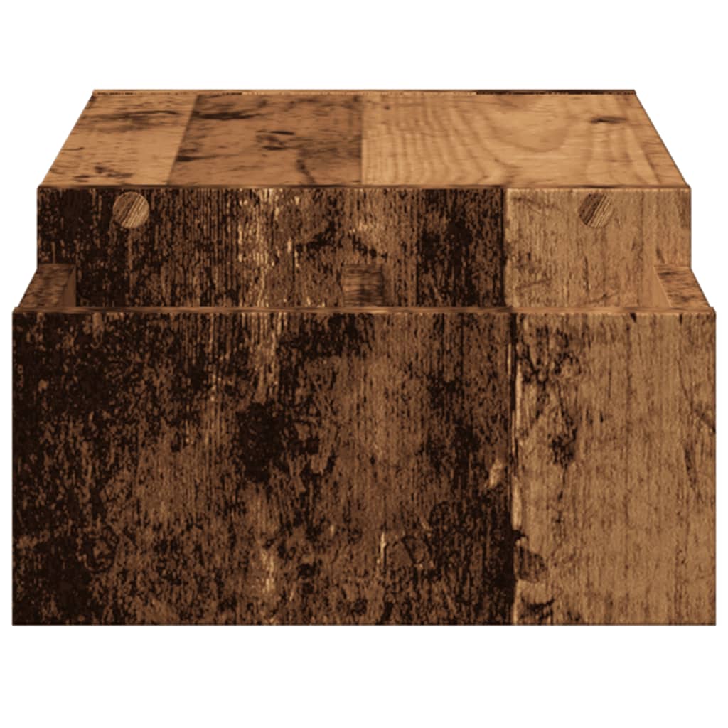 vidaXL Support de moniteur avec rangement vieux bois bois d'ingénierie