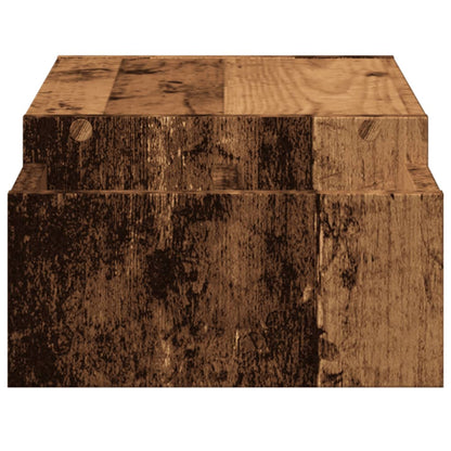 vidaXL Support de moniteur avec rangement vieux bois bois d'ingénierie
