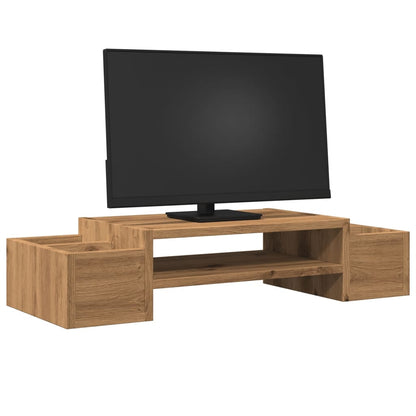 vidaXL Support de moniteur avec rangement chêne artisanal 70x27x15 cm