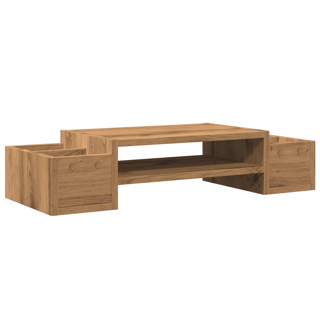 vidaXL Support de moniteur avec rangement chêne artisanal 70x27x15 cm