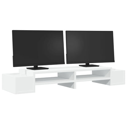 vidaXL Support de moniteur avec rangement blanc bois d'ingénierie