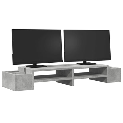 vidaXL Support de moniteur avec rangement gris béton bois d'ingénierie