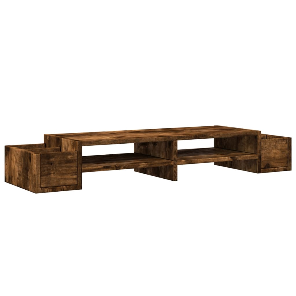 vidaXL Support de moniteur avec rangement chêne fumé bois d'ingénierie