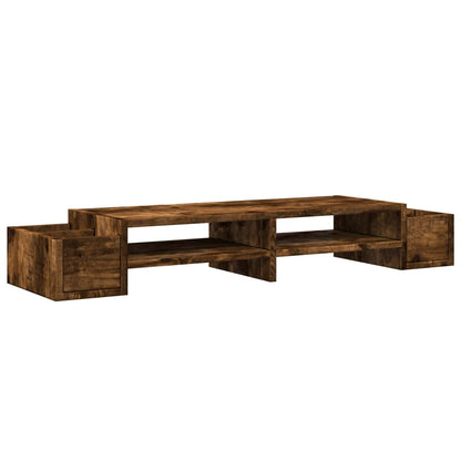 vidaXL Support de moniteur avec rangement chêne fumé bois d'ingénierie